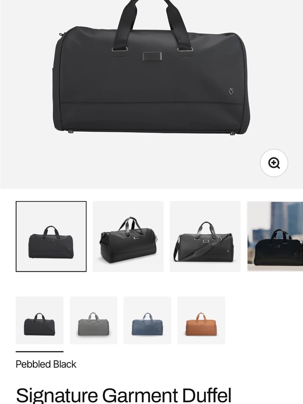 Vessel Signature 2.0 garment duffle pebbled black
